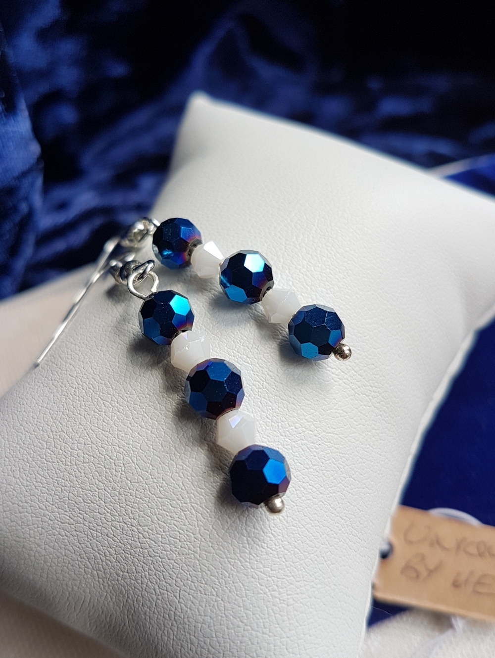 Swarovski Elements Metallic Blue & White Delicate Choker Necklace NEW - Picture 8 of 15